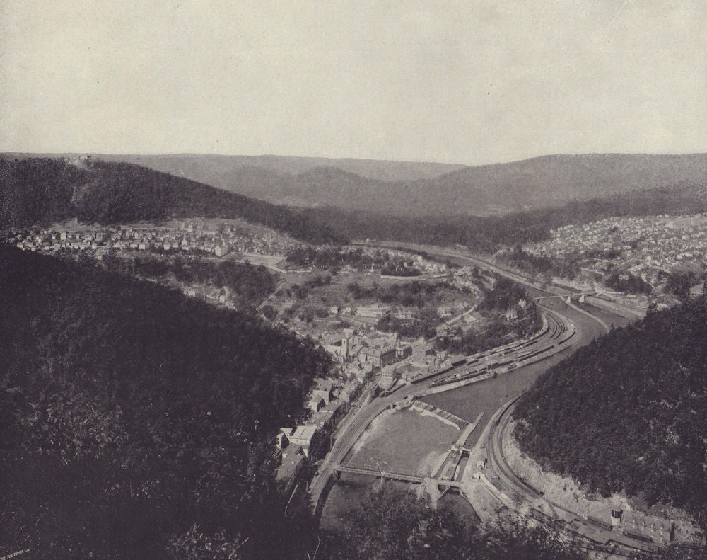 The Mauch-Chunk (Jim Thorpe) Loop, Pennsylvania. STODDARD 1895 old print